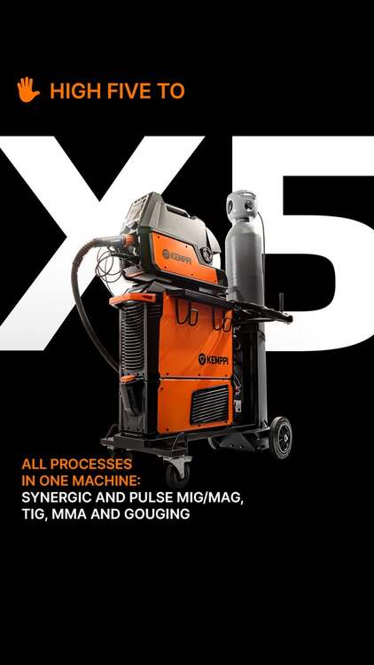 High five to X5 ✋ for power and performance
The X5 FastMig is built to deliver professional-grade performance in every environment. X5 combines efficiency, durability, and perfect arc control every single time.
Five reasons to give a high five to X5:
1️⃣ All processes in one machine: Synergic and Pulse MIG/MAG, TIG, MMA, and gouging.
2️⃣ Freedom to build a perfectly tailored setup.
3️⃣ Solution to fit all environments: shipyards, construction sites & industrial production lines.
4️⃣ Easy to set up and switch between processes.
5️⃣ Designed and tested in Finland.
Give a high five to X5 in the comments section! ✋
#High5toX5 #X5FastMig #Kemppi #KemppiWelding
