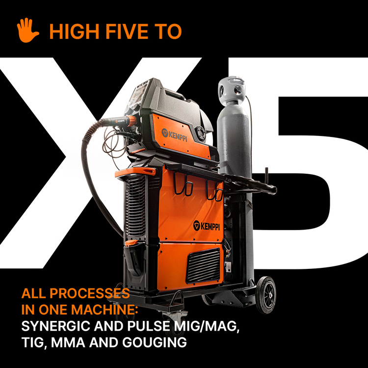 High five to X5 ✋ for power and performance
The X5 FastMig is built to deliver professional-grade performance in every environment. X5 combines efficiency, durability, and perfect arc control every single time.
Five reasons to give a high five to X5:
1️⃣ All processes in one machine: Synergic and Pulse MIG/MAG, TIG, MMA, and gouging.
2️⃣ Freedom to build a perfectly tailored setup.
3️⃣ Solution to fit all environments: shipyards, construction sites & industrial production lines.
4️⃣ Easy to set up and switch between processes.
5️⃣ Designed and tested in Finland.
Give a high five to X5 in the comments section! ✋
#High5toX5 #X5FastMig #Kemppi #KemppiWelding
